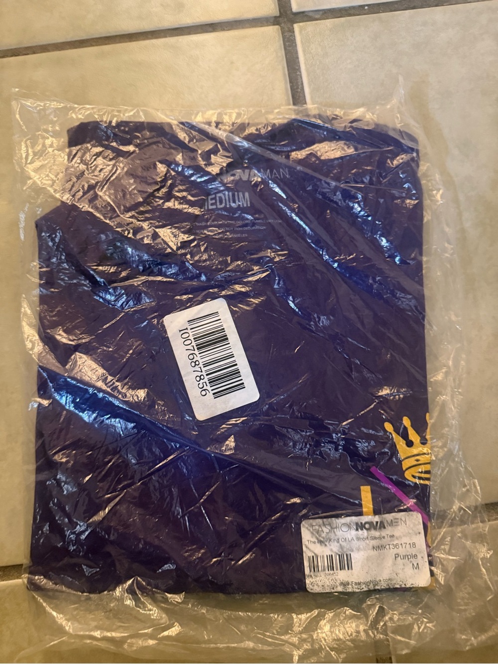 Fashion Nova Purple Graphic Tee with Yellow Crown